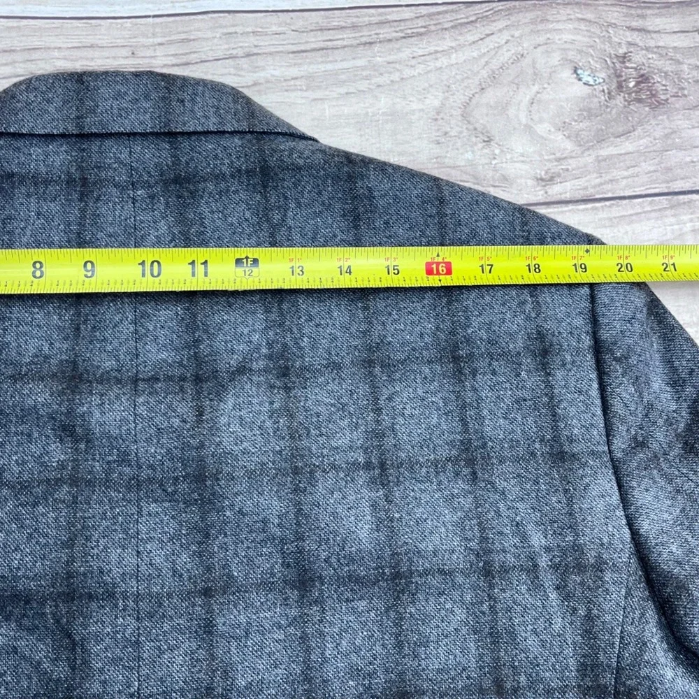 Joseph Abboud Sport Coat 46R Charcoal‎ Grey Wool Cashmere E. Thomas Plaid Blazer